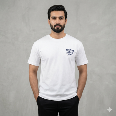 Oversized Basic Round Neck T-Shirt (White)