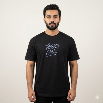 Oversized Basic Round Neck T-Shirt (Black)