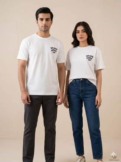 Oversized Couple Basic Round Neck T-Shirt (White)