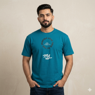 Oversized Basic Round Neck T-Shirt (Ocean Blue)