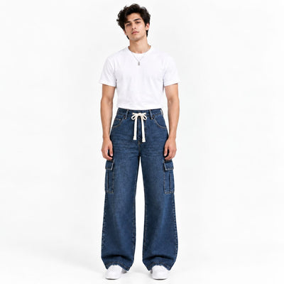 Baggy Denim Jeans Dark Blue-Men