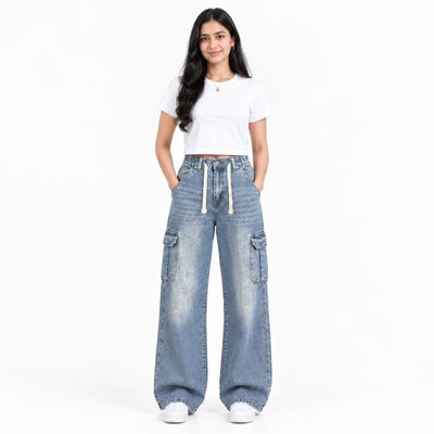 Baggy Denim Jeans Blue-Women