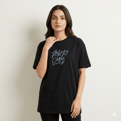 Oversized Basic Round Neck T-Shirt (Black) - ASY Garments