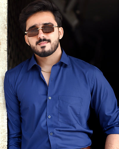 Dress Shirt-Navy Blue - ASY Garments