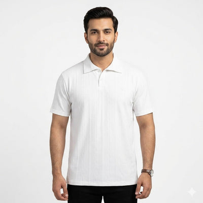 Men's Polo Turkey Shirt- White - ASY Garments